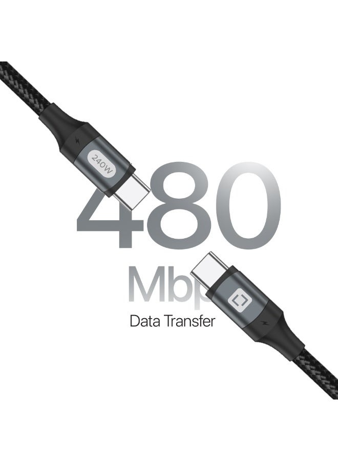 LYCKA P Cord Thunder – 240W Type-C to Type-C Fast Charging & Data Sync Cable (1M, Black) - Image 4